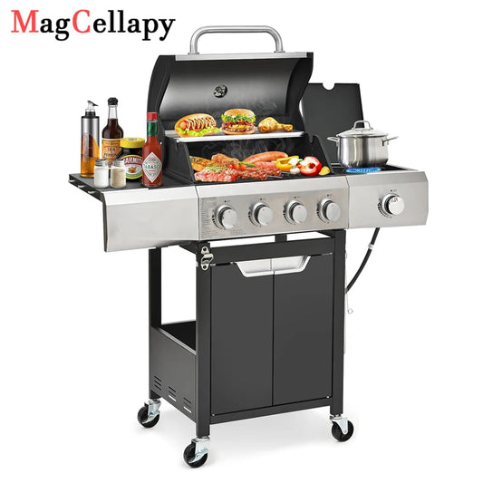 Deluxe 4-Burner Propane Gas Grill with Side Burner